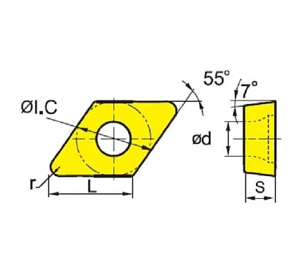 картинка Пластина токарная DCMT070204-EM YBG205 от магазина Гурумарт
