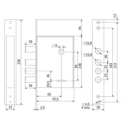 Замок сувальдный «Гардиан 30.04»с задвижкой от интернет-площадки Гурумарт