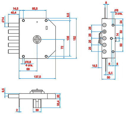 Замок накладной ЭЛЬБОР 1.05.53.5.5 БАЗАЛЬТ 5 РИГ.Б/О от интернет площадки Гурумарт