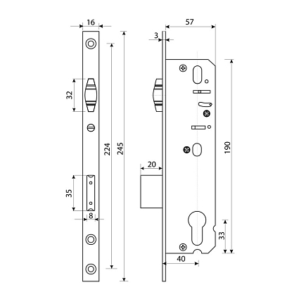 БУЛАТ ЗВ 5-1.40.00.16.08 нерж. сталь 40мм рол.зщ с/о, под ц/м Замок врезной б/руч   от интернет площадки Гурумарт