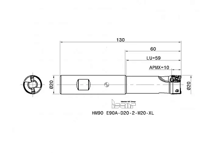 картинка Фреза концевая HM90 E90A-D20-2-W20-XL от магазина Гурумарт