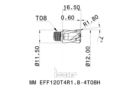 картинка Головка фрезерная MM EFF120T4R1.8-4T08H IC908 от магазина Гурумарт