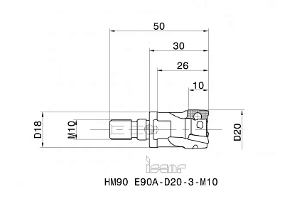 картинка Фреза концевая HM90 E90A-D20-3-M10  от магазина Гурумарт