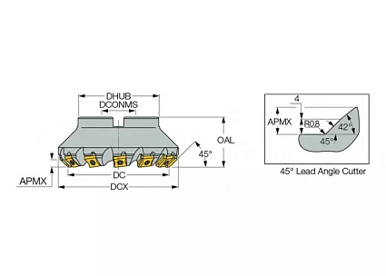 картинка Фреза торцевая F45LN D100-12-32-R-N15 от магазина Гурумарт