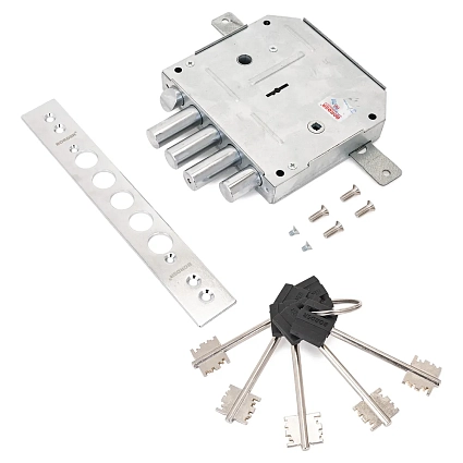 Замок врезной сувальдный с задвижкой и защёлкой Border (Бордер) ЗВ9-6 ПКТЗ 77404 с тягами (правый) от интернет-площадки Гурумарт