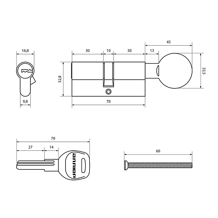 АЛЛЮР HD FG 70-5К BP (35x35G) латунь перф.кл/верт Цилиндровый механизм от интернет площадки Гурумарт
