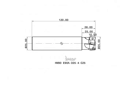 картинка Фреза концевая HM90 E90A-D25-3-CF4 от магазина Гурумарт