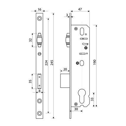 БУЛАТ ЗВ 5-1.30.00.16.08 нерж. сталь 30мм рол.зщ с/о, под ц/м Замок врезной б/руч   от интернет площадки Гурумарт