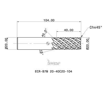 картинка Фреза монолитная ECR-B7M 20-40C20-104 900  IC900 от магазина Гурумарт